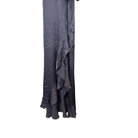 Ghost London Wrap Maxi Dress Size Small | Elegant Slate Gray Satin Evening Gown - Picture 4 of 4